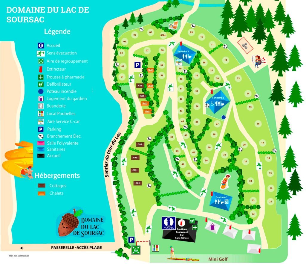 Plan du camping du domaine du lac de soursac - Corrèze