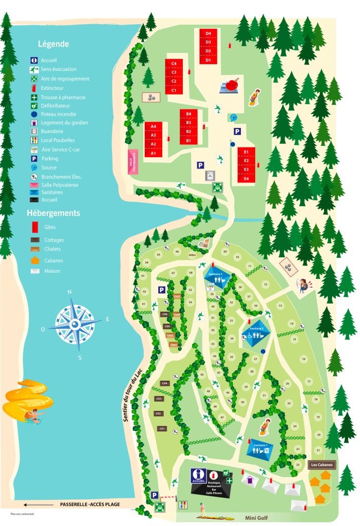 Plan des gîtes du Domaine du Lac de Soursac